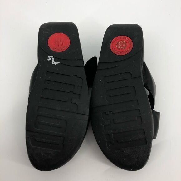 Fitflop Slide Sandals Womens 9 Black Cross Strap Slip On Open Back - Picture 8 of 10